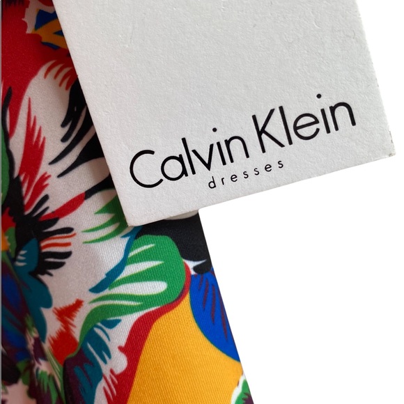 NWT Calvin Klein Mermaid Style Midi Yellow and Floral Design Dress Size 2 - Picture 6 of 11